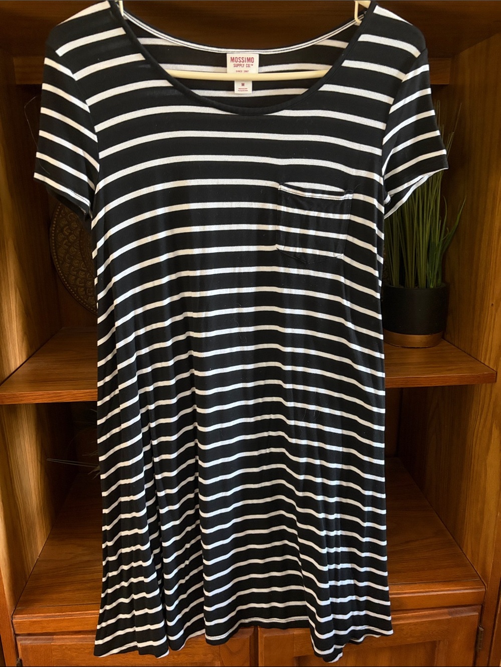 Mossimo Supply Co. Black and White Striped Pocket Tee Dress